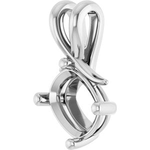 14K X1 White Gold 9x7 mm Elongated Cushion Pendant Mounting – image 4