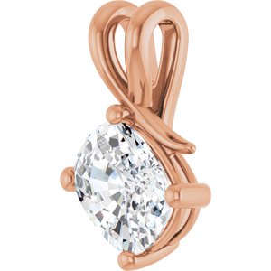 14K Rose Gold 9x7 mm Elongated Cushion Pendant Mounting – image 3