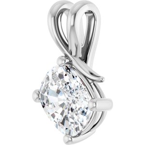 14K White Gold 9x7 mm Elongated Cushion Pendant Mounting – image 3
