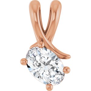 18K Rose Gold 6.5x4.5 mm Oval Pendant Mounting