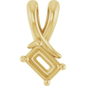 14K Yellow Gold 4.5x3 mm Emerald Pendant Mounting – image 2