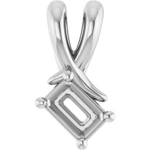 Sterling Silver 4.5x3 mm Emerald Pendant Mounting – image 2