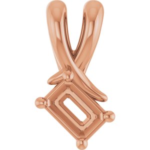 18K Rose Gold 4.5x3 mm Emerald Pendant Mounting – image 2