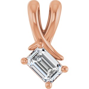 10K Rose Gold 4.5x3 mm Emerald Pendant Mounting