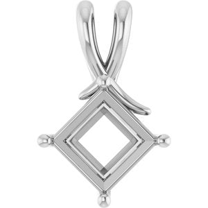 10K White Gold 7.5 mm Square Pendant Mounting – image 2