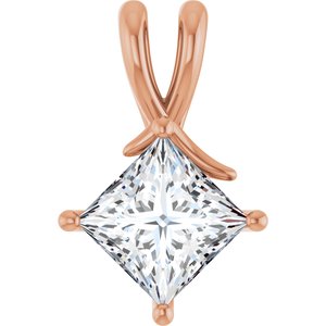 18K Rose Gold 7.5 mm Square Pendant Mounting