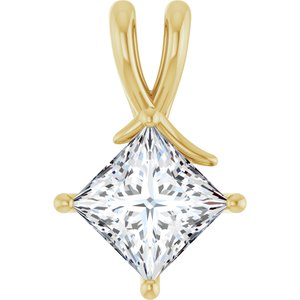 10K Yellow Gold 7.5 mm Square Pendant Mounting