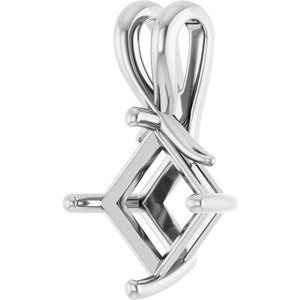 10K White Gold 7.5 mm Square Pendant Mounting – image 4
