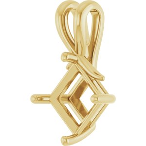 10K Yellow Gold 7.5 mm Square Pendant Mounting – image 4