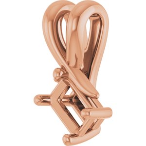 14K Rose Gold 4.5x3 mm Emerald Pendant Mounting – image 4