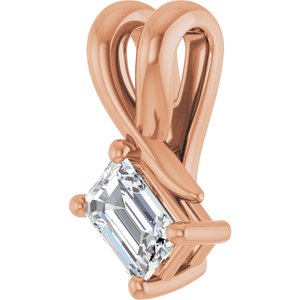 18K Rose Gold 4.5x3 mm Emerald Pendant Mounting – image 3
