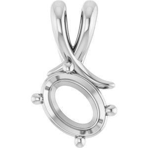 10K White Gold 8x6 mm Oval Pendant Mounting – image 2