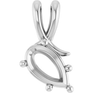 10K White Gold 10x6 mm Pear Pendant Mounting – image 2