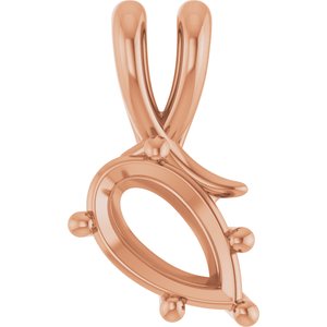 18K Rose Gold 10x6 mm Pear Pendant Mounting – image 2