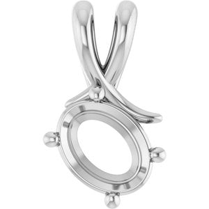14K White Gold 8.5x6.5 mm Oval Pendant Mounting – image 2