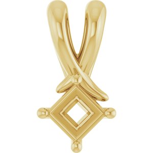 14K Yellow Gold 3.25 mm Square Pendant Mounting – image 2