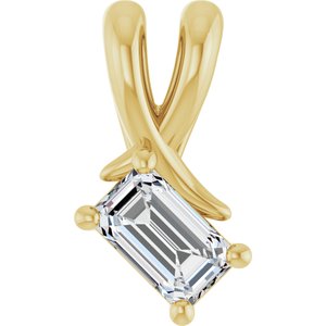 14K Yellow Gold 5x3 mm Emerald Pendant Mounting