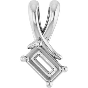 14K White Gold 5x3 mm Emerald Pendant Mounting – image 2