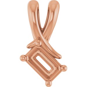 14K Rose Gold 5x3 mm Emerald Pendant Mounting – image 2