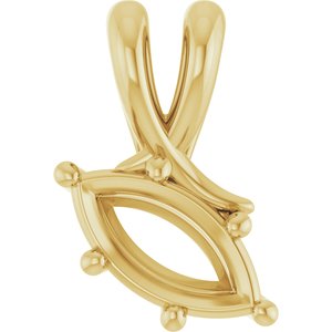 14K Yellow Gold 9x4.5 mm Marquise Pendant Mounting – image 2