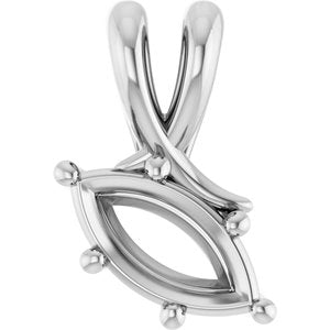 14K X1 White Gold 9x4.5 mm Marquise Pendant Mounting – image 2