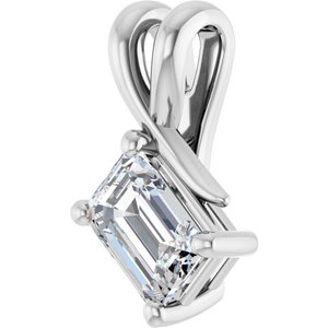 10K White Gold 6.5x4.5 mm Emerald Pendant Mounting – image 3