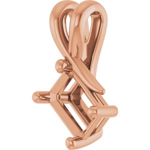 14K Rose Gold 6.5x4.5 mm Emerald Pendant Mounting – image 4