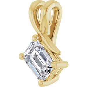 14K Yellow Gold 6.5x4.5 mm Emerald Pendant Mounting – image 3
