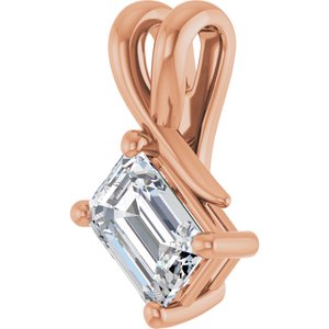 18K Rose Gold 6.5x4.5 mm Emerald Pendant Mounting – image 3