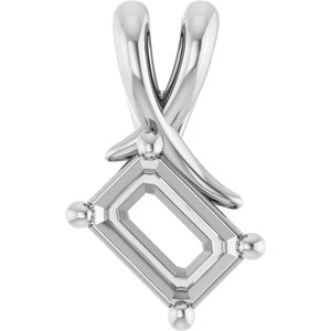 18K White Gold 6.5x4.5 mm Emerald Pendant Mounting – image 2
