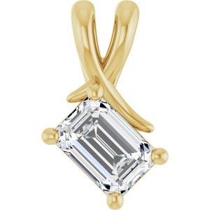 10K Yellow Gold 6.5x4.5 mm Emerald Pendant Mounting