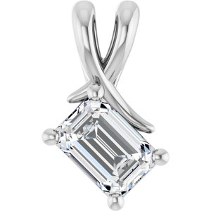 10K White Gold 6.5x4.5 mm Emerald Pendant Mounting