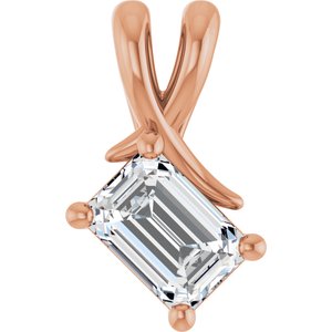 10K Rose Gold 6.5x4.5 mm Emerald Pendant Mounting