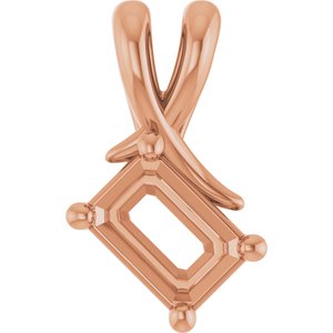 18K Rose Gold 6.5x4.5 mm Emerald Pendant Mounting – image 2