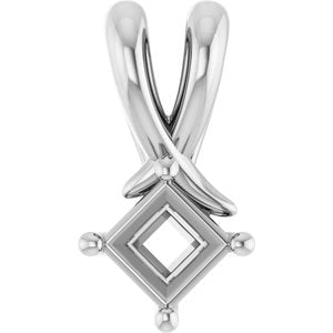 10K White Gold 3.5 mm Square Pendant Mounting – image 2