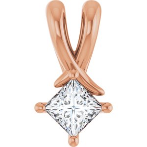 14K Rose Gold 3.5 mm Square Pendant Mounting