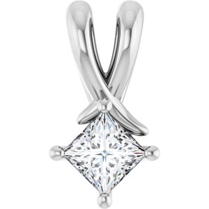18K White Gold 3.5 mm Square Pendant Mounting