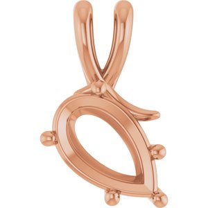 10K Rose Gold 12x7.5 mm Pear Pendant Mounting – image 2