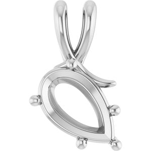 10K White Gold 12x7.5 mm Pear Pendant Mounting – image 2