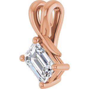 10K Rose Gold 6x4 mm Emerald Pendant Mounting – image 3