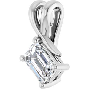 18K White Gold 6x4 mm Emerald Pendant Mounting – image 3