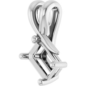 18K White Gold 6x4 mm Emerald Pendant Mounting – image 4