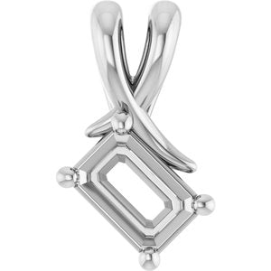 14K X1 White Gold 6x4 mm Emerald Pendant Mounting – image 2