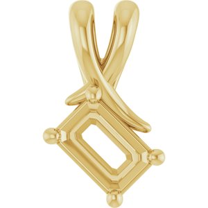 18K Yellow Gold 6x4 mm Emerald Pendant Mounting – image 2