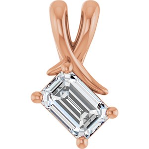 14K Rose Gold 6x4 mm Emerald Pendant Mounting