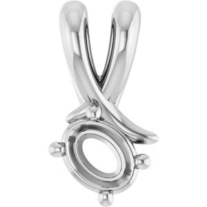 10K White Gold 4.5x3.5 mm Oval Pendant Mounting – image 2