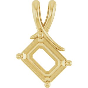 10K Yellow Gold 9x7 mm Emerald Pendant Mounting – image 2