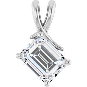 18K White Gold 9x7 mm Emerald Pendant Mounting