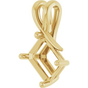 10K Yellow Gold 9x7 mm Emerald Pendant Mounting – image 4