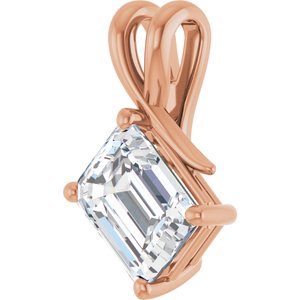 14K Rose Gold 9x7 mm Emerald Pendant Mounting – image 3